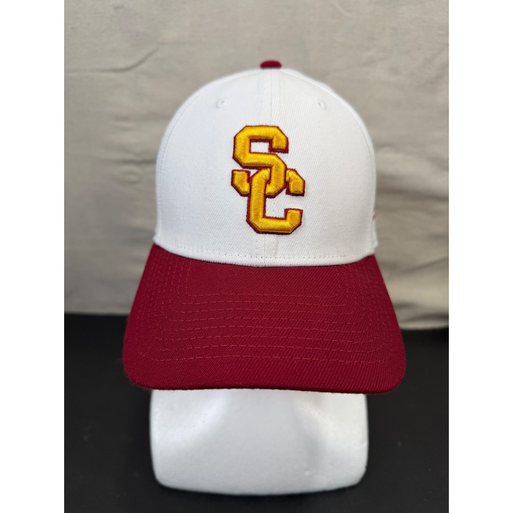New Era USC Trojans Hat Men Large/XLarge White Red 39THIRTY Stretch Fit NCAA Cap